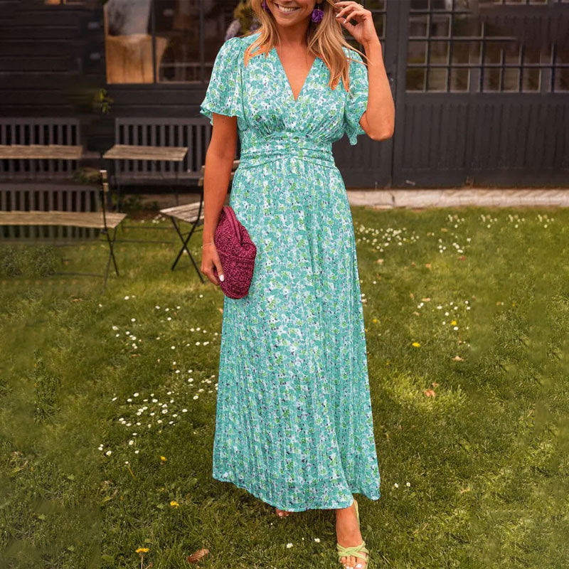 Sara - Floral Maxi Dress with Ruffled Sleeves