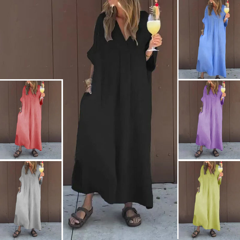 Lucia - Relaxed Fit Dress with V-Neckline