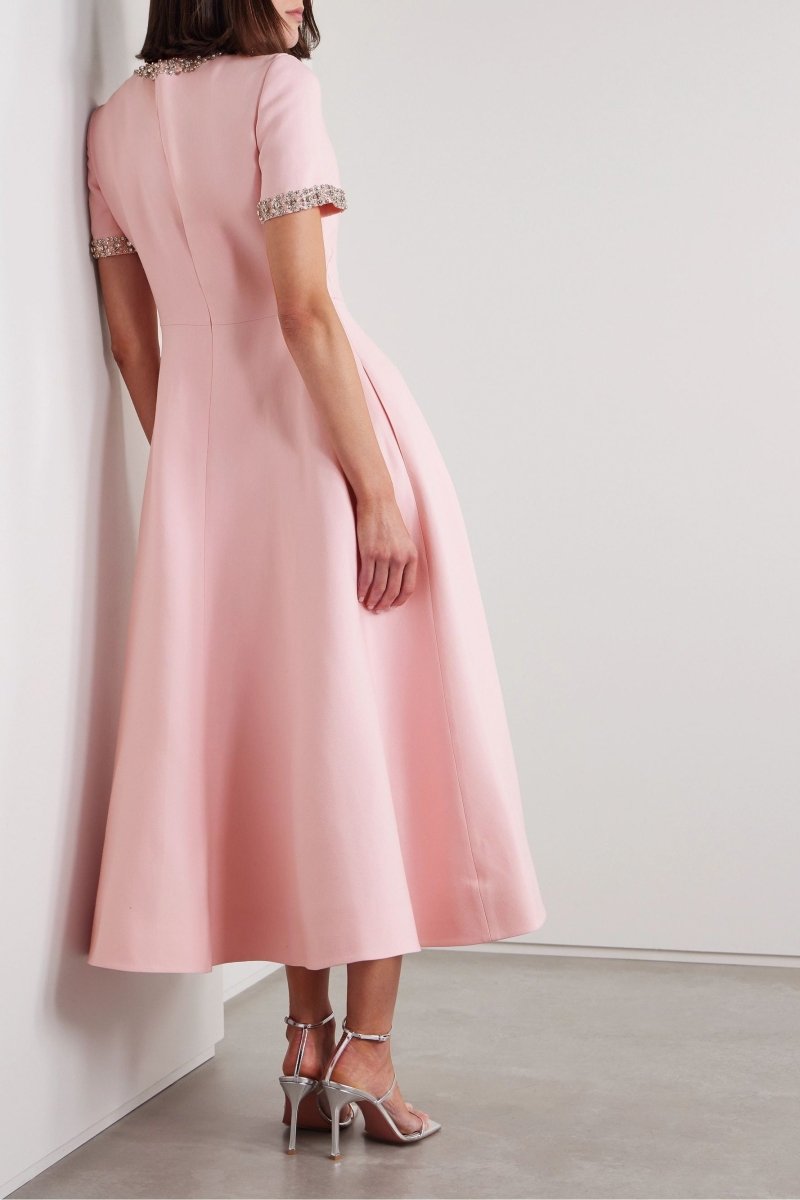 Zoe - Midi Dress Pink Embellished with Crystals